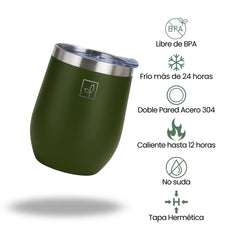 Fair Botella Taza Térmica Acero Inoxidable 360ML VERDE OLIVO