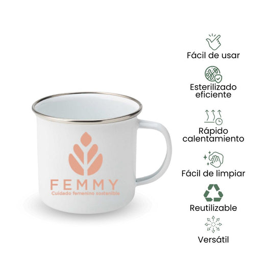 Femmy Taza Esmaltada Esterilizar La Copa o Infusiones