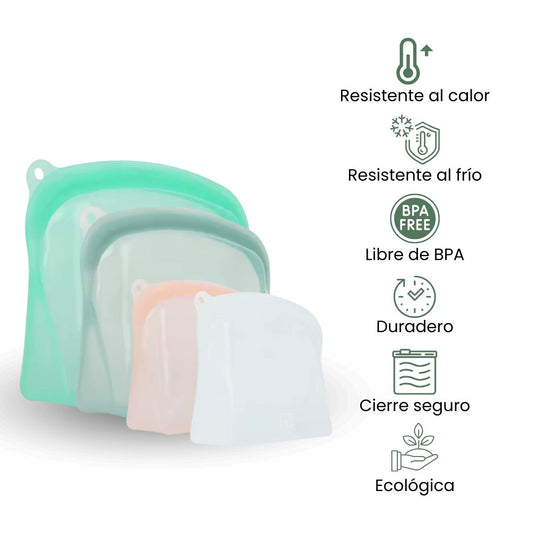 Combo Bolsa de Silicona Reutilizable x4