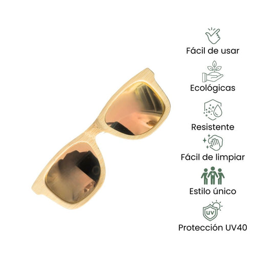 Fair Gafas De Bambú Original Protección UV 400 Rosado