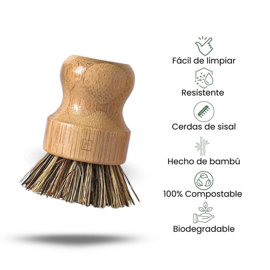 Fair Fregador de Platos y Verduras de Bambú y Cerdas de Sisal