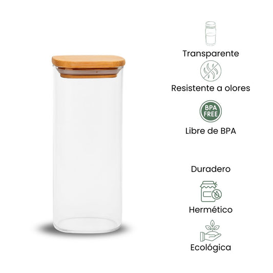 Fair Envases de Vidrio Tapa Bambú 1800ml