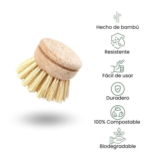 Fair Repuesto de Cepillo Lavaplatos de Bambú Cerdas Sisal