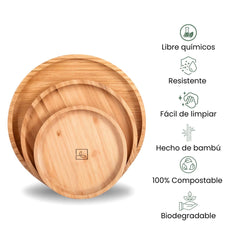 Fair Juego de platos de bambú de Cena Redondos