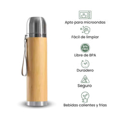 Fair Botella de Bambú Térmica Thermogo de 500ml