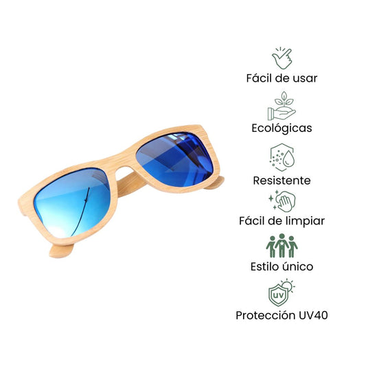 Fair Gafas De Bambú Original Protección UV 400 Celeste