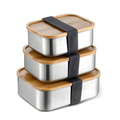 Fair Lonchera de Acero inoxidable Tapa de Bambú