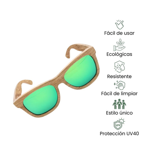 Fair Gafas De Bambú Original Protección UV 400 Verde