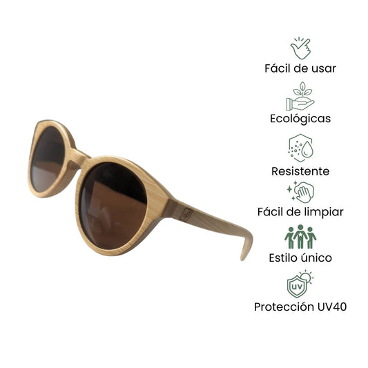 Fair Gafas De Bambú Aviador Protección UV 400 Café