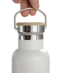 Fair Botella Térmica Camping de acero inoxidable con tapa de bambú 500ML (Medio Litro)