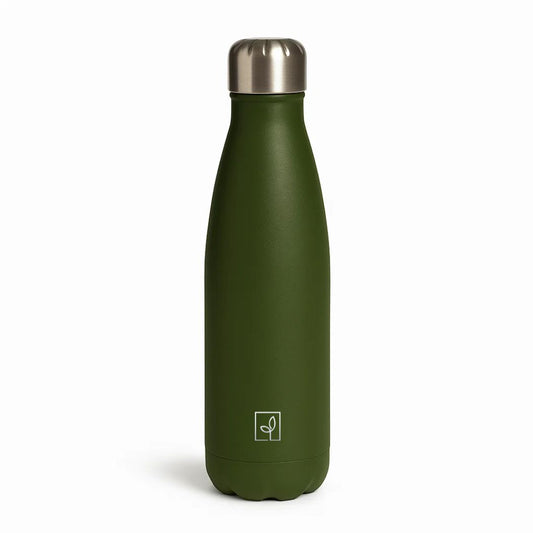 Fair Botella Cola Térmica de Acero Inoxidable 500ML VERDE OLIVA (Medio litro)