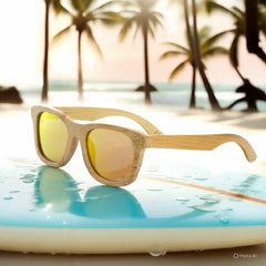 Fair Gafas De Bambú Original Protección UV 400 Amarillo