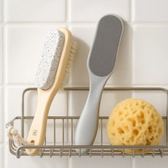 Fair Cepillo Doble Cara para Pies con Mango de Bambú, Cerdas de Sisal y Piedra Pómez