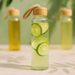 Fair Botella de Vidrio Tapa Bambú Econosip 500ml