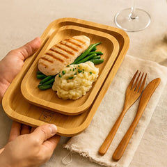 Fair Juego de Platos de Bambú de Cena Rectangular X3