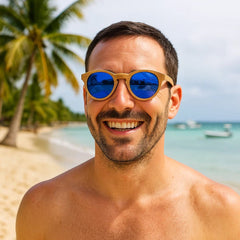 Fair Gafas De Bambú Aviador Protección UV 400 Azul