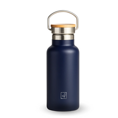 Fair Botella Térmica Camping de Acero Inoxidable con Tapa de Bambú 350ML AZUL MARINO