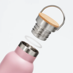 Fair Botella Térmica Camping de Acero Inoxidable con Tapa de Bambú 350ML SIN LOGO