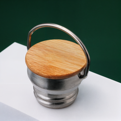 Fair Botella Térmica Camping de Acero Inoxidable con Tapa de Bambú 350ML VERDE OLIVA