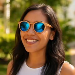 Fair Gafas De Bambú Aviador Protección UV 400 Azul