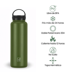 Fair Botella Sport Térmica de Acero Inoxidable 1200ML Verde Oliva