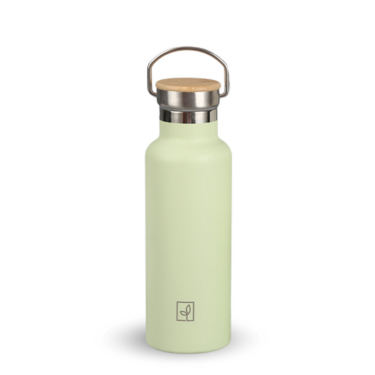 Fair Botella Térmica Camping de acero inoxidable con tapa de bambú 500ML MENTA (Medio Litro)