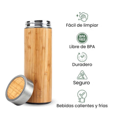 Fair Botella de Bambú Térmica Pure de 500ml