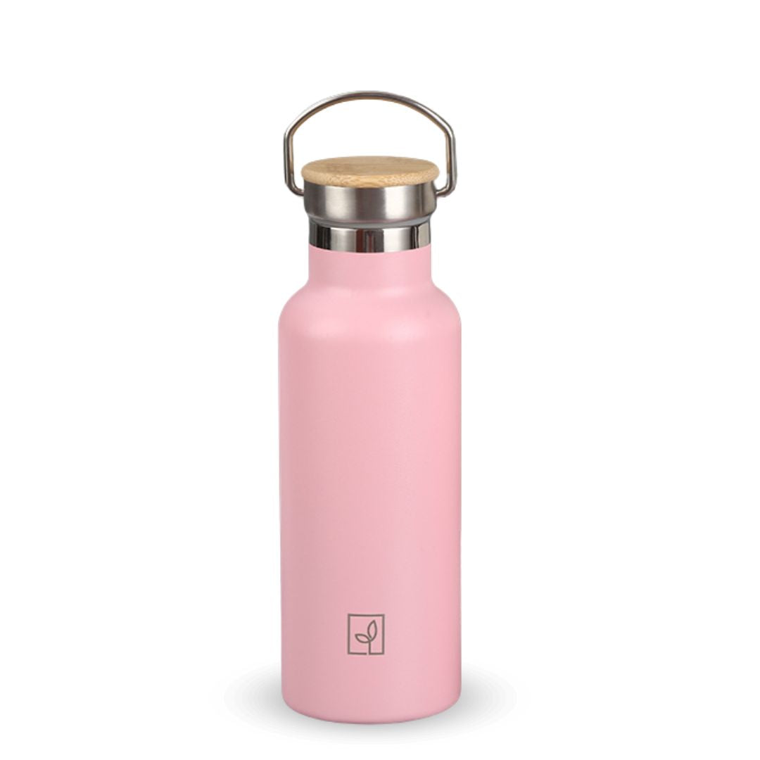 Fair Botella Térmica Camping de acero inoxidable con tapa de bambú 500ML (Medio Litro)