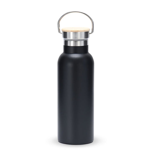 Fair Botella Térmica Camping de acero inoxidable con tapa de bambú 500ML (Medio Litro) SIN LOGO