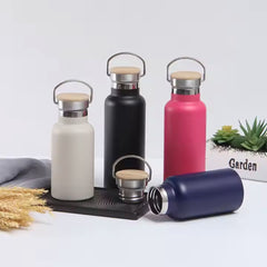 Fair Botella Térmica Camping de Acero Inoxidable con Tapa de Bambú 350ML