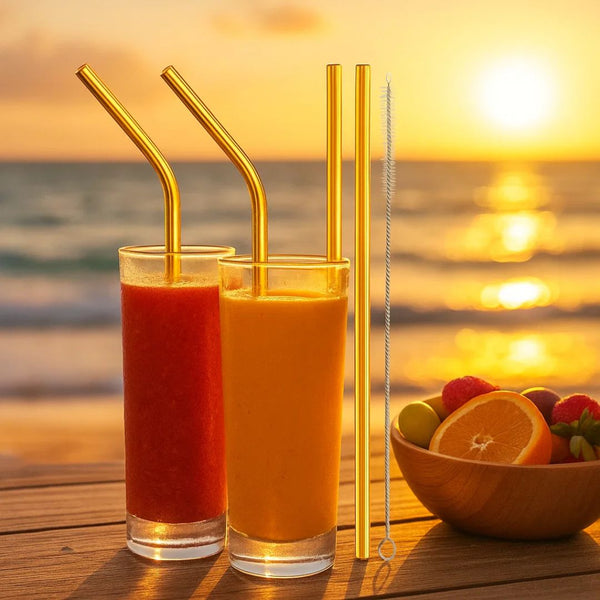 Fair Set de sorbetes reutilzables de acero inoxidable