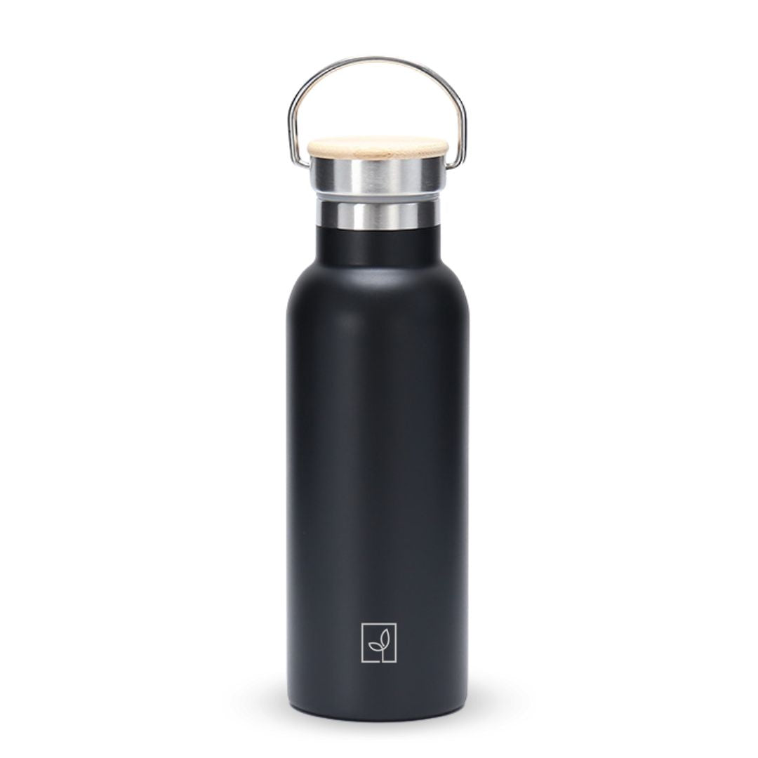 Fair Botella Térmica Camping de acero inoxidable con tapa de bambú 500ML (Medio Litro)
