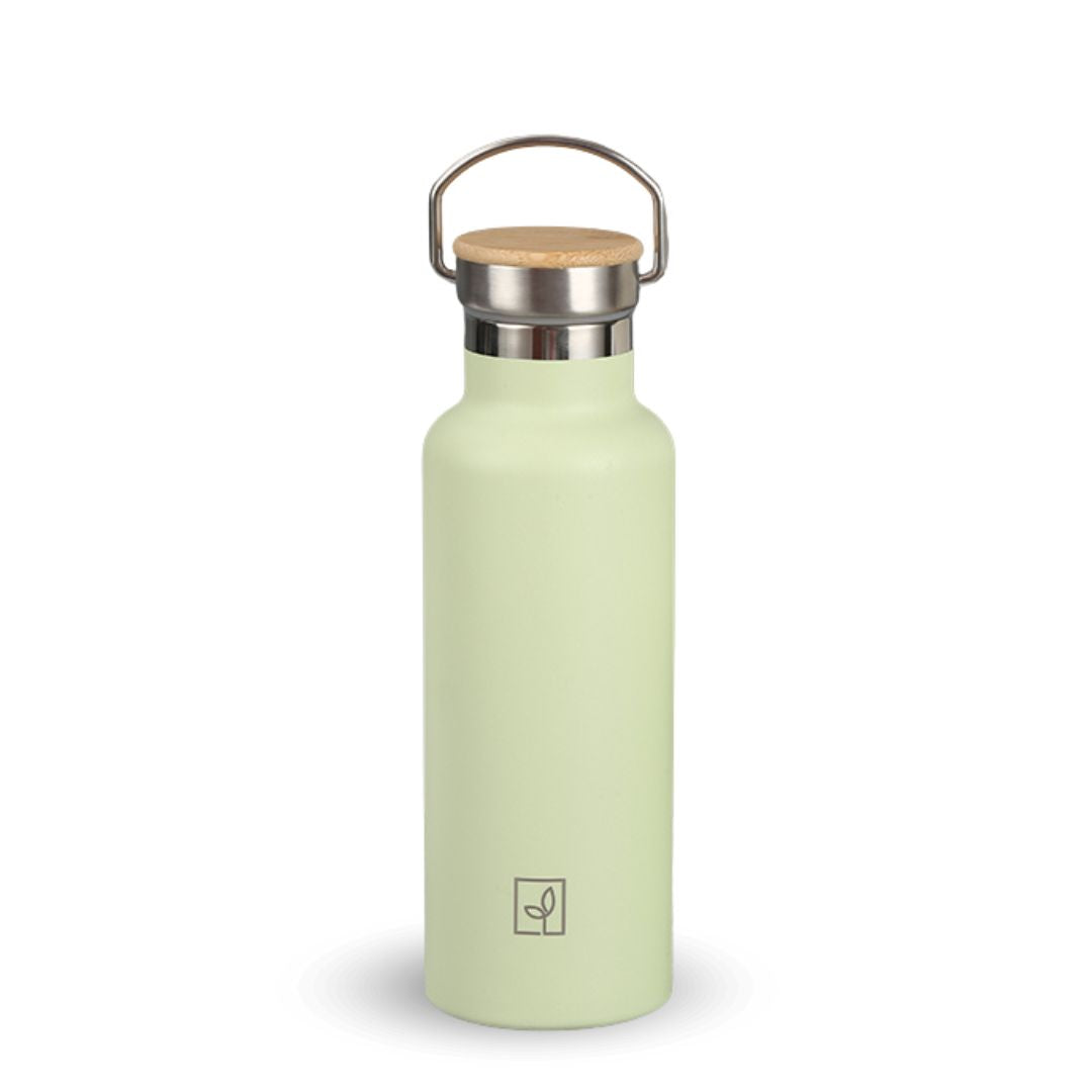 Fair Botella Térmica Camping de acero inoxidable con tapa de bambú 500ML (Medio Litro)