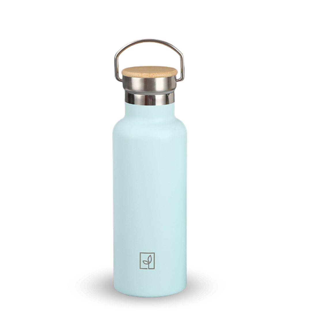 Fair Botella Térmica Camping de acero inoxidable con tapa de bambú 500ML (Medio Litro)