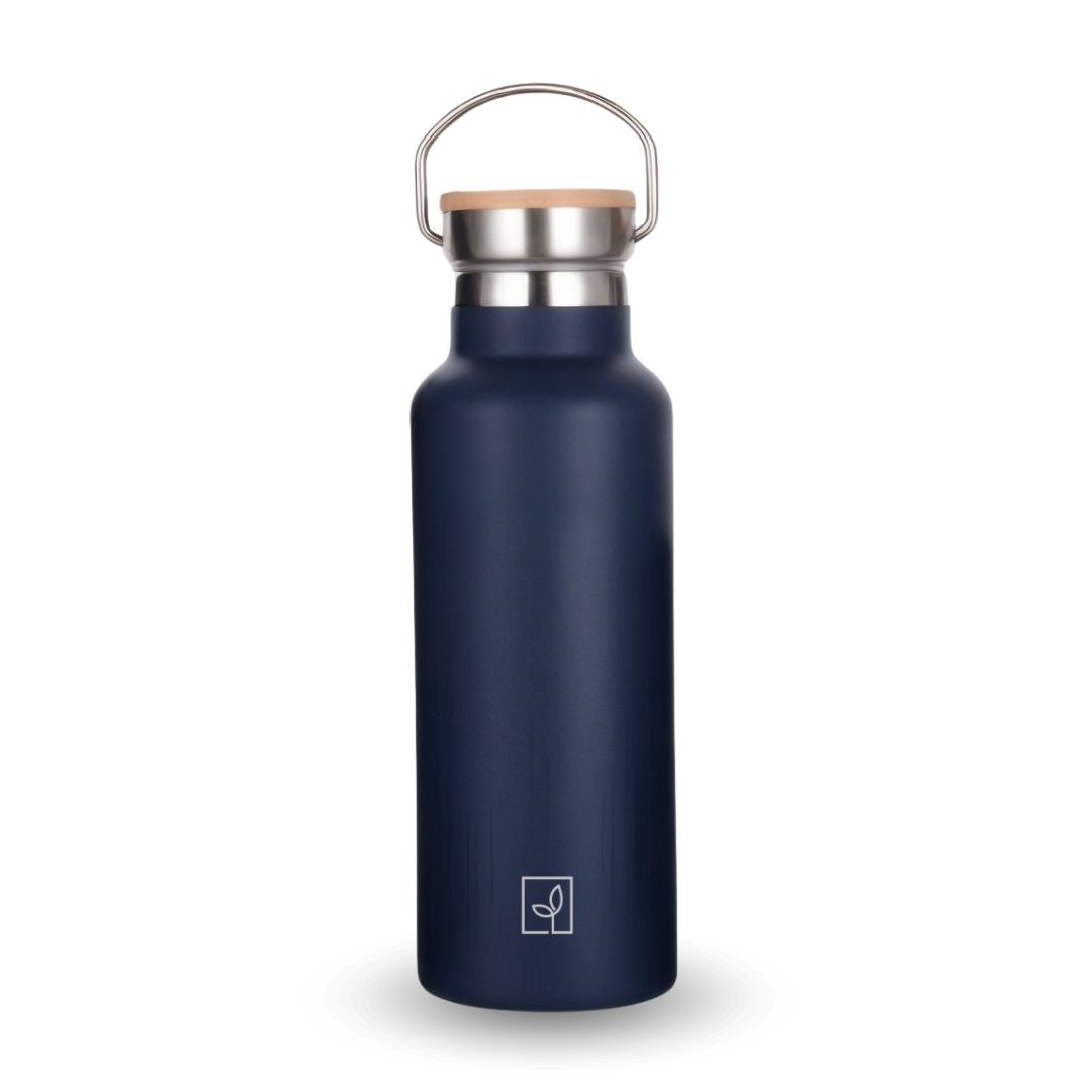 Fair Botella Térmica Camping de acero inoxidable con tapa de bambú 500ML (Medio Litro)
