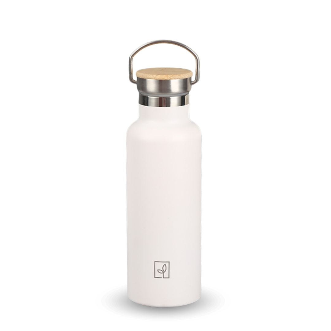 Fair Botella Térmica Camping de acero inoxidable con tapa de bambú 500ML (Medio Litro)