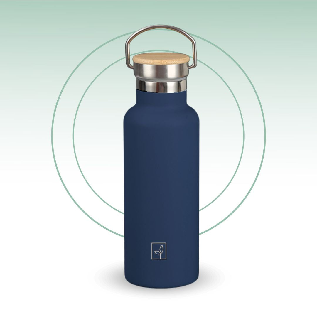 Fair Botella Térmica Camping de acero inoxidable con tapa de bambú 500ML (Medio Litro)