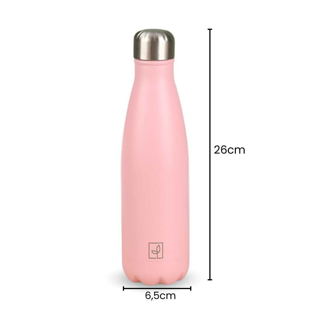 Fair Botella Cola Térmica de Acero Inoxidable 500ML ROSADA (Medio litro)