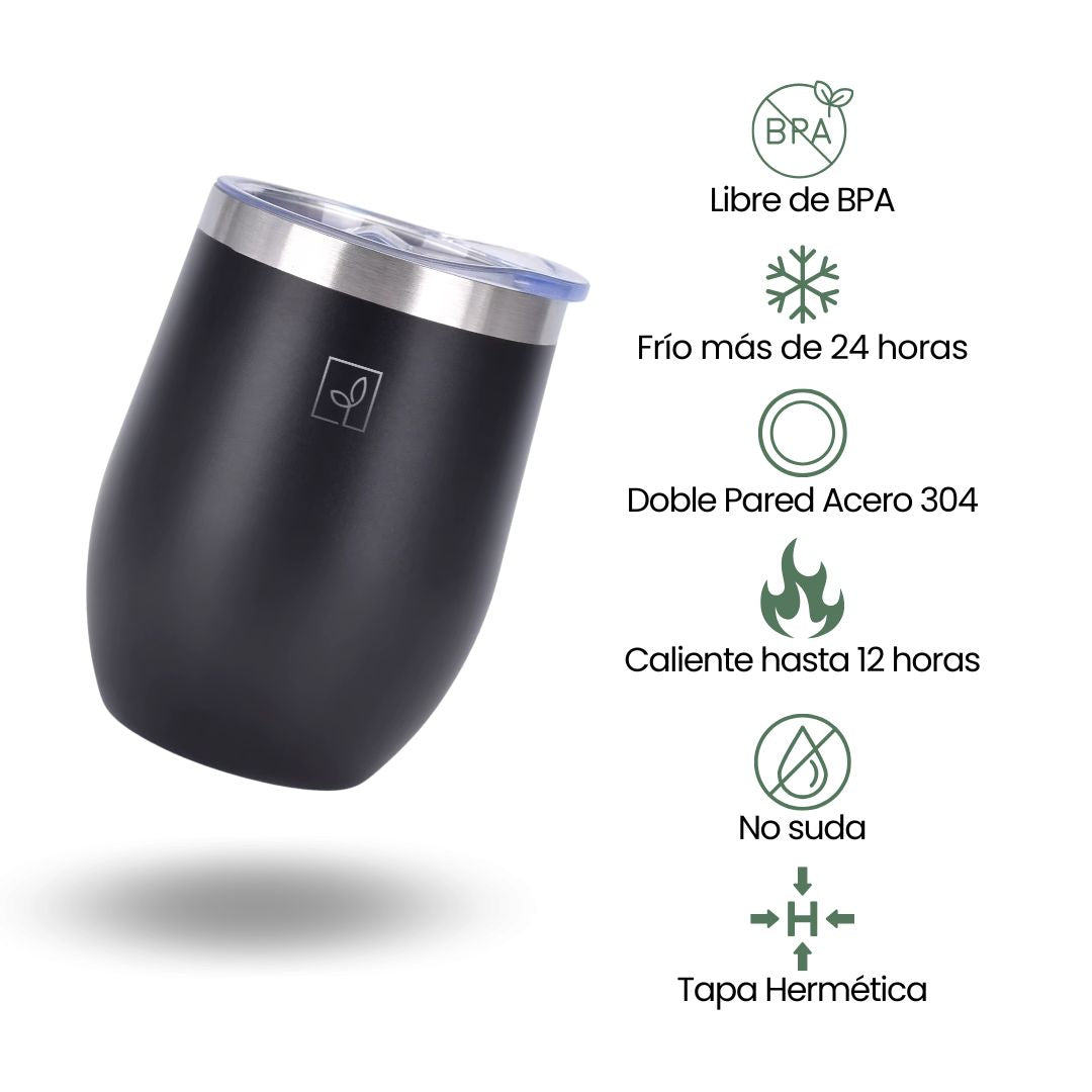 Fair Botella Taza Térmica Acero Inoxidable 360ML NEGRO