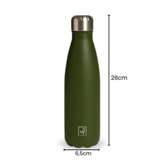 Fair Botella Cola Térmica de Acero Inoxidable 500ML VERDE OLIVA (Medio litro)