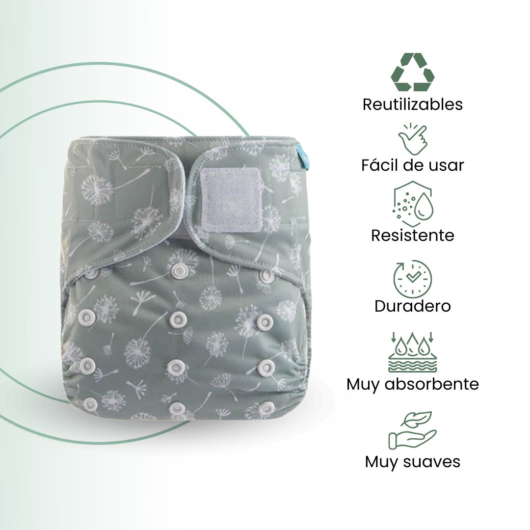 Fair Pañal Reutilizable Lavable con Cierre de Velcro