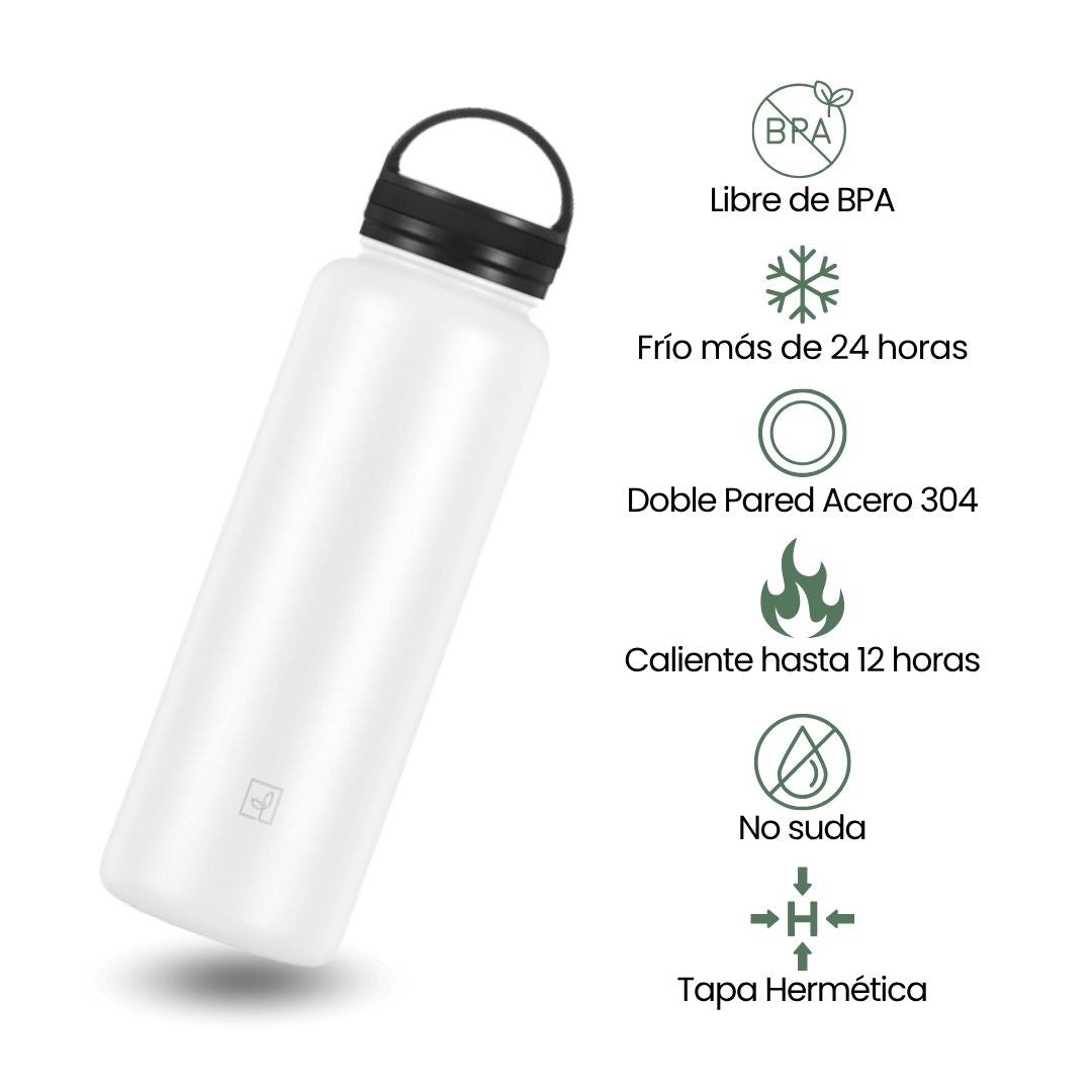 Fair Botella Sport Térmica de Acero Inoxidable 1200ML Blanco