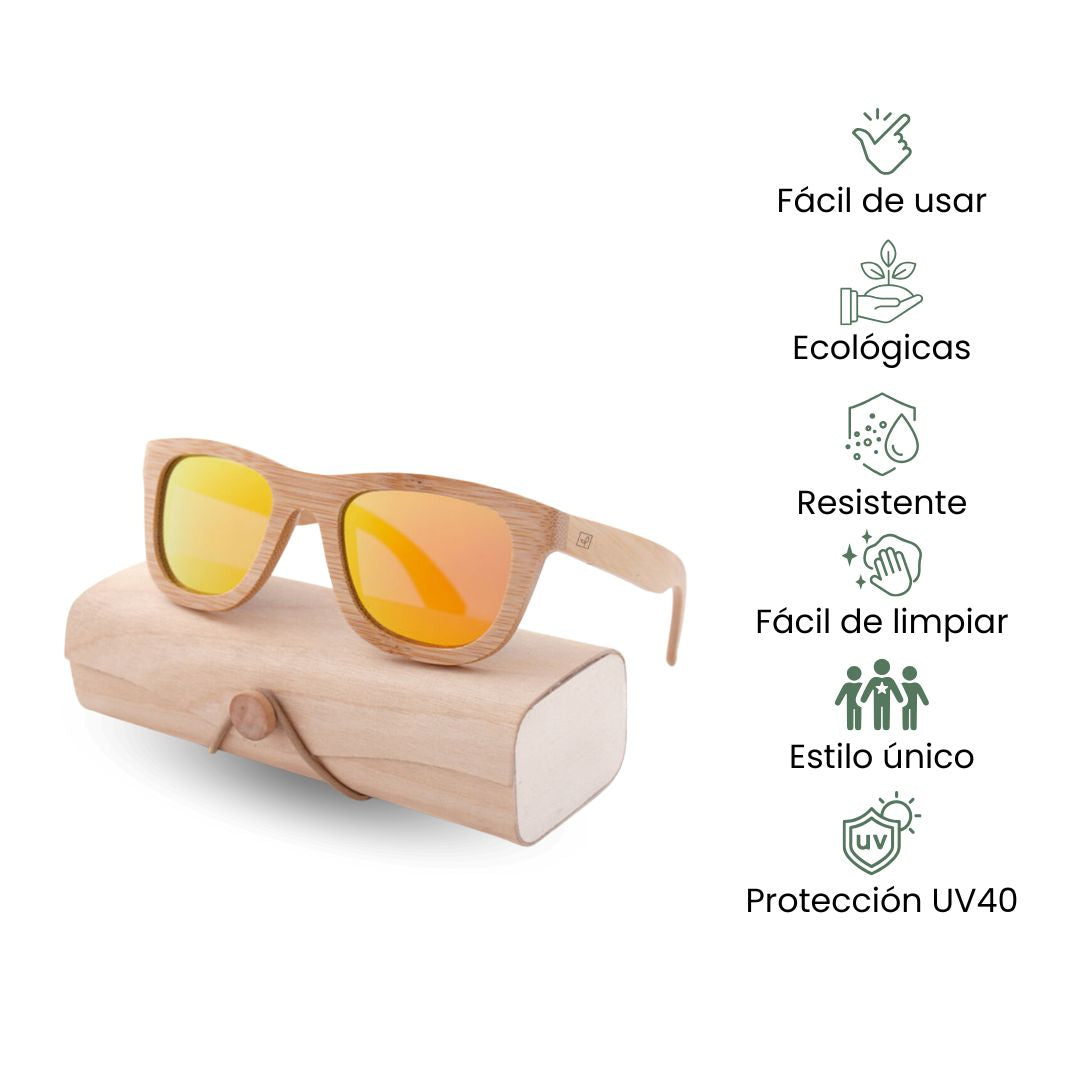 Fair Gafas De Bambú Original Protección UV 400 Naranja Imagen secundaria del producto