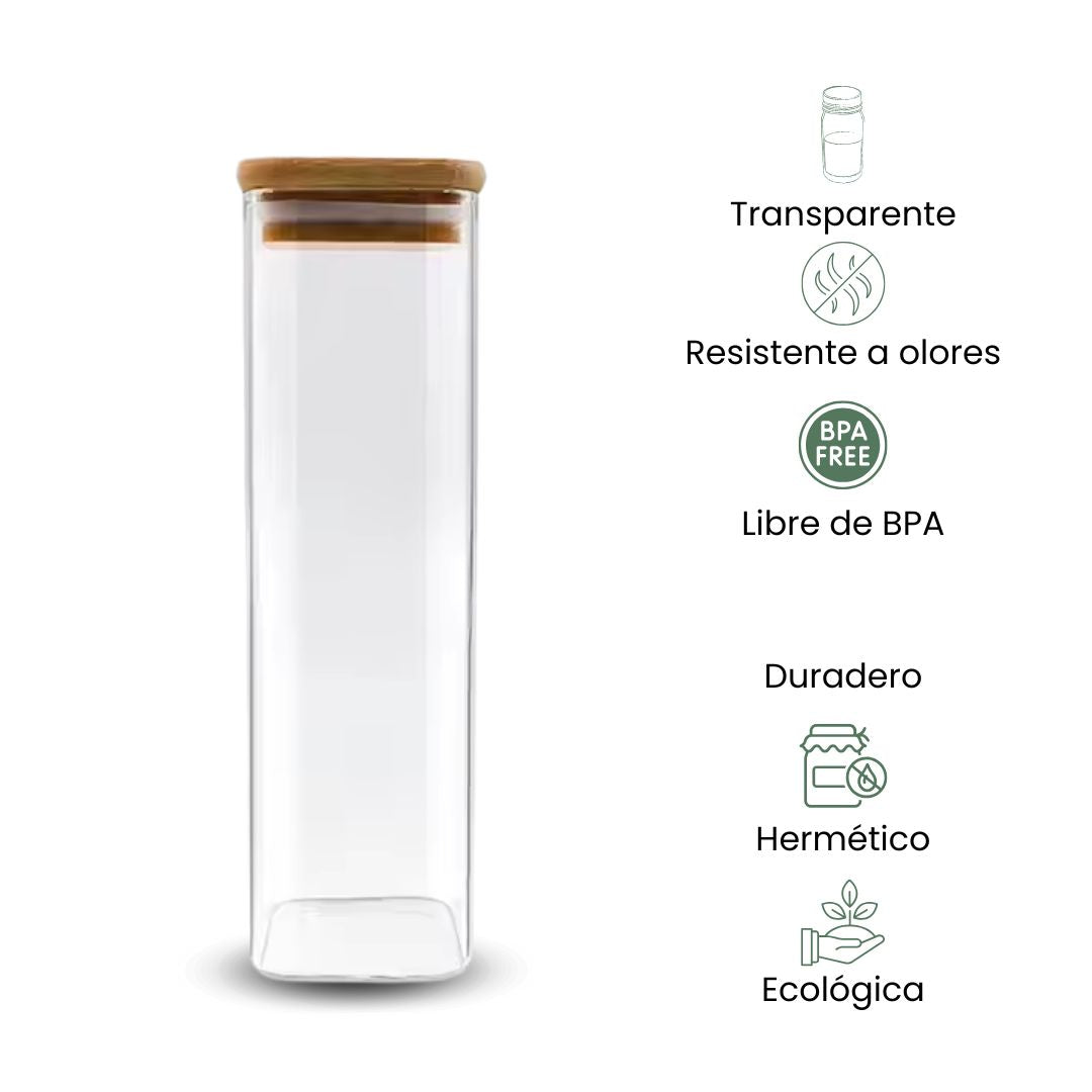 Fair Envases de Vidrio Tapa Bambú 2400ml Imagen secundaria del producto
