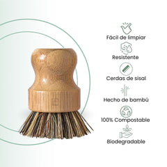 Fair Fregador de Platos y Verduras de Bambú y Cerdas de Sisal