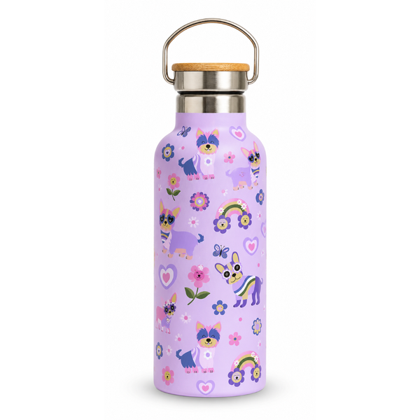 Fair Botella Térmica Camping de Acero Inoxidable con Tapa de Bambú 350ML Diseños