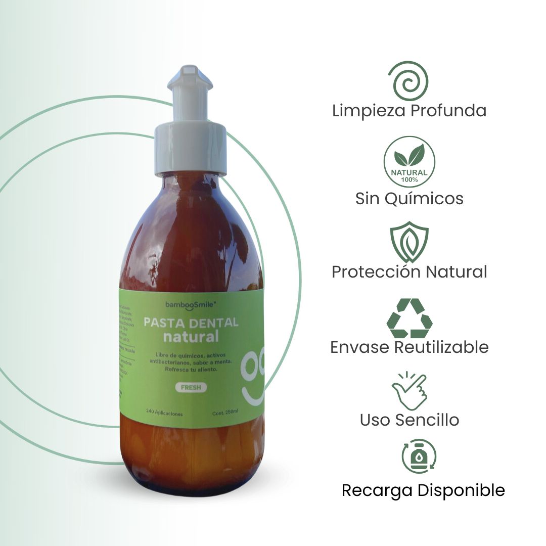 BambooSmile Pasta Dental Natural 250ml - Cuidado Bucal Ecológico de Larga Duración