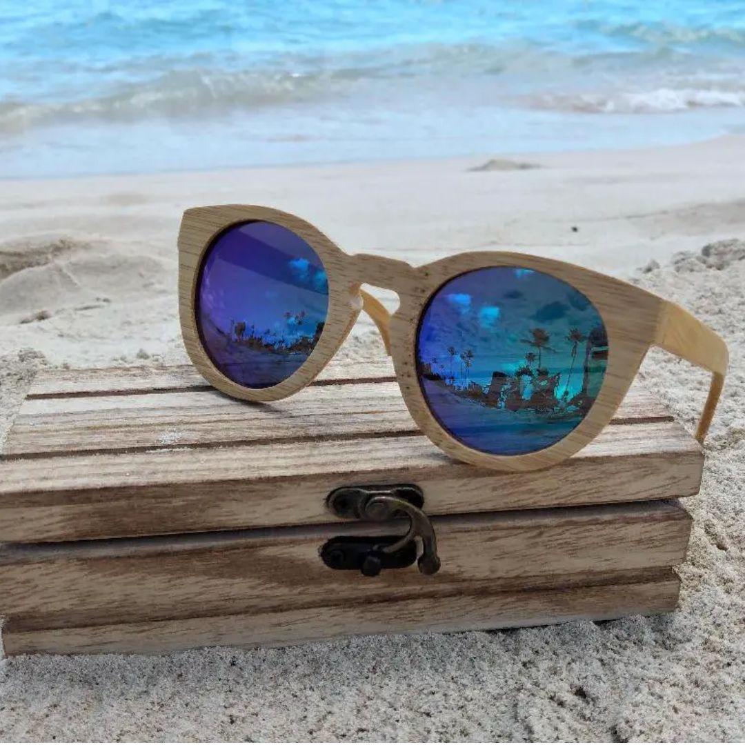 Fair Gafas De Bambú Aviador Protección UV 400 Azul