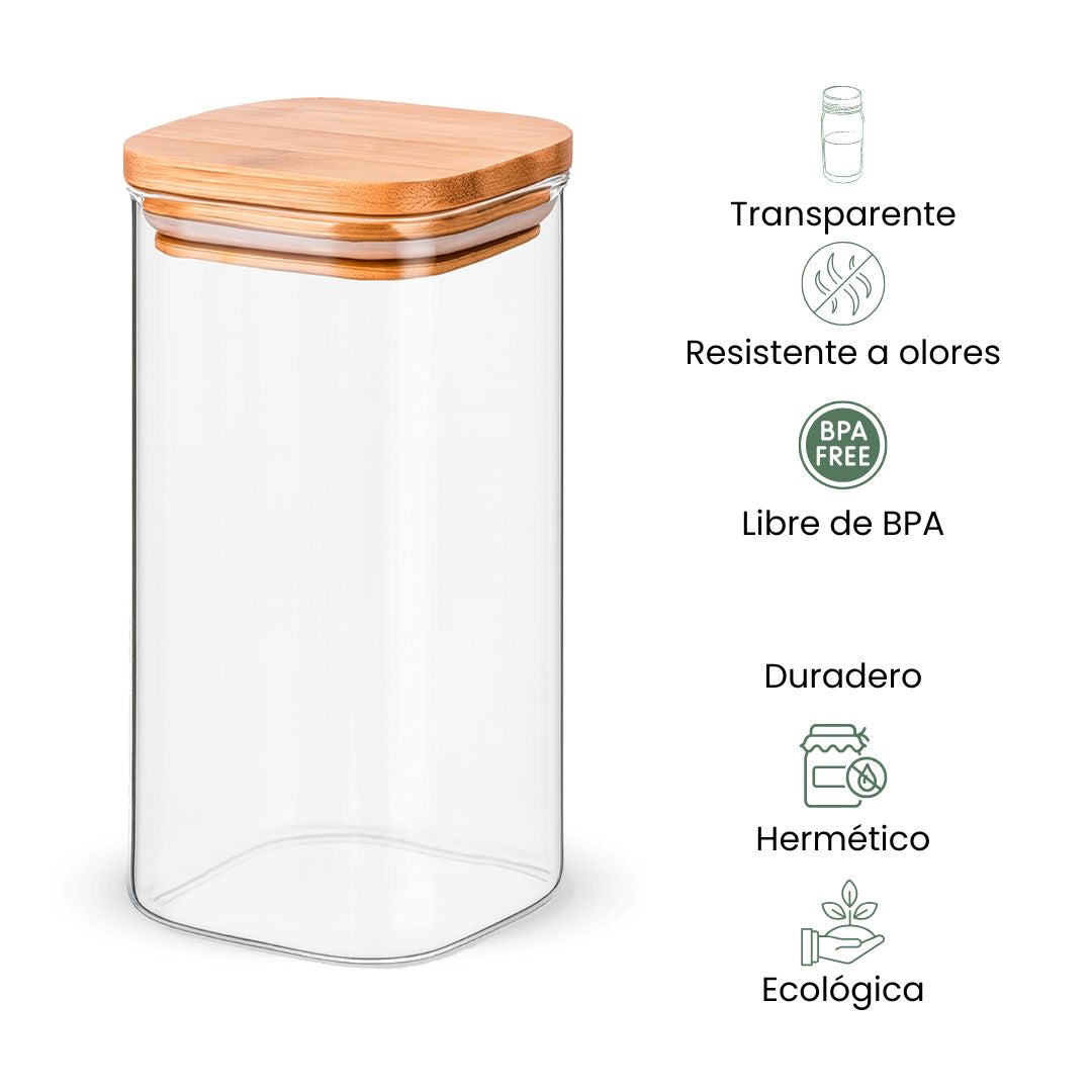 Fair Envases de Vidrio Tapa Bambú 800ml