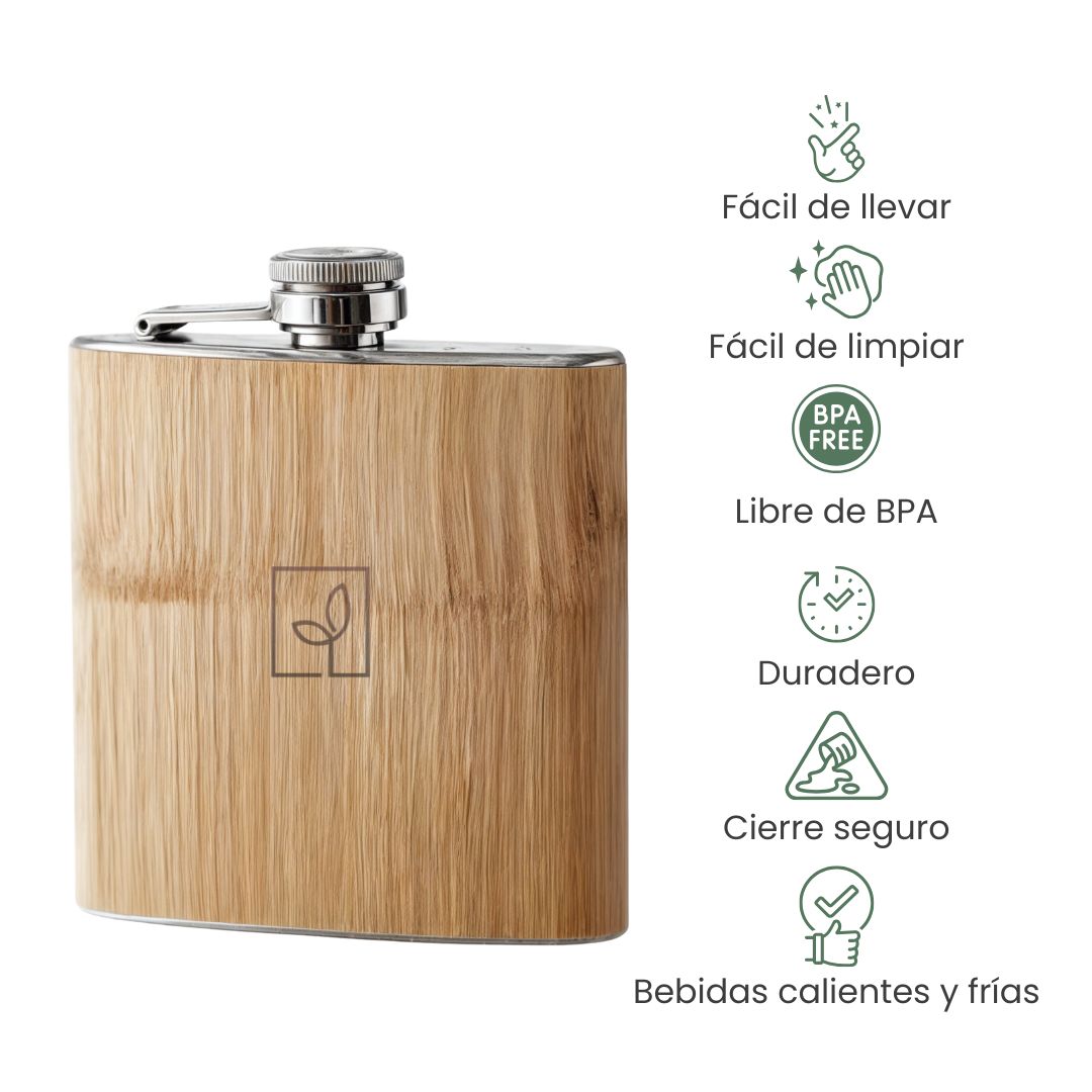 Fair Frasco de Acero Inoxidable y Bambú para Viajes Imagen secundaria del producto